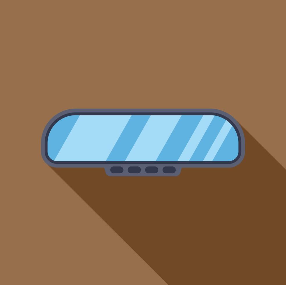 Car rearview mirror with buttons showing road reflection vector