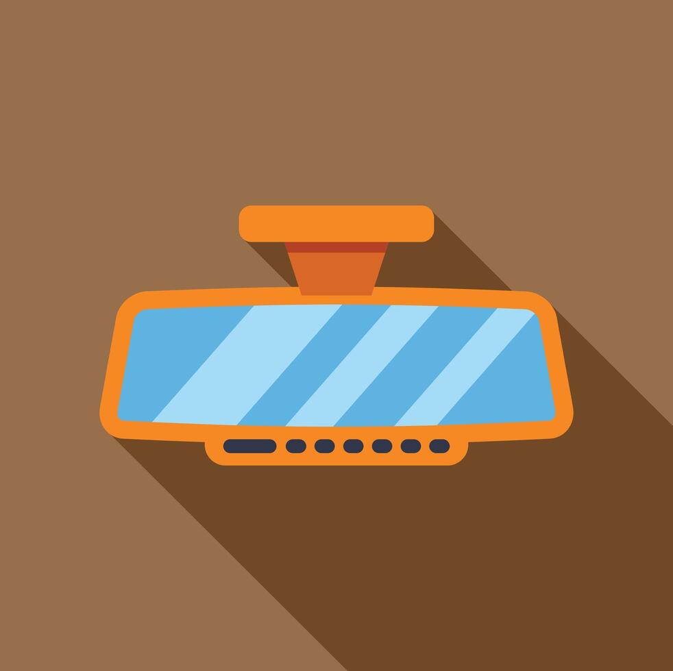 Rearview mirror hanging, reflecting light and showing road behind vector