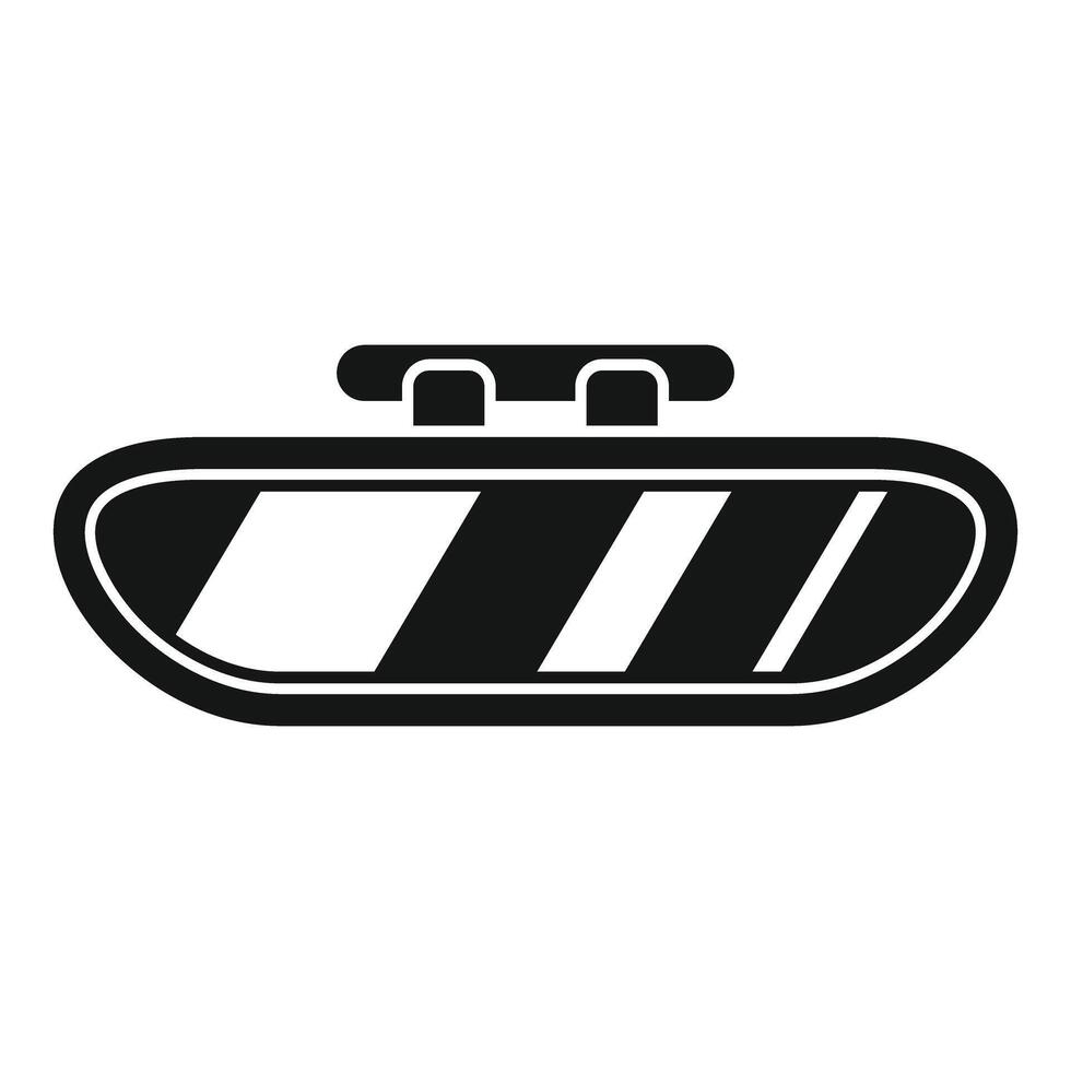 Car mirror reflecting light and shadow stripes, simple icon depicting vehicle safety and driving awareness vector