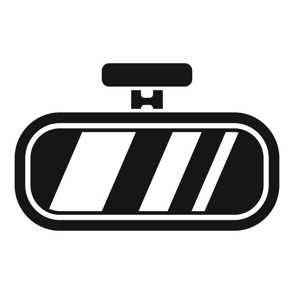 Car rearview mirror reflecting road lines, simple icon vector