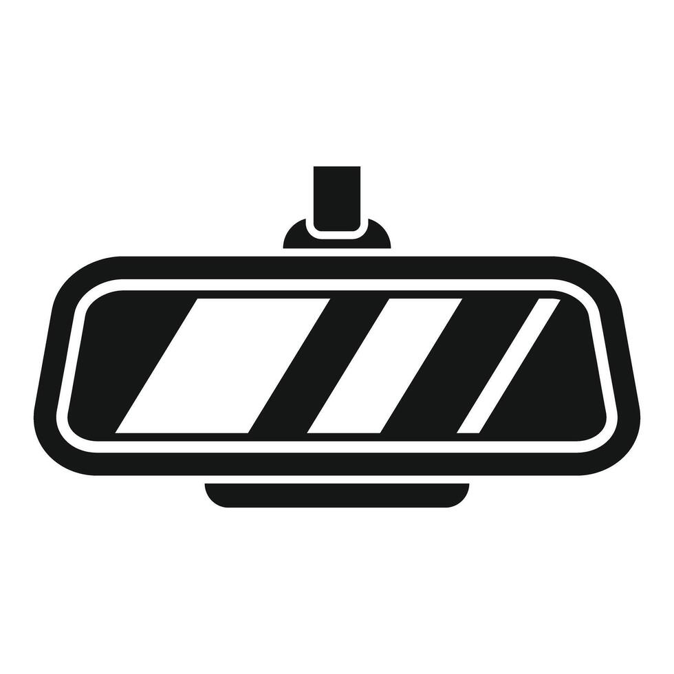 Car rearview mirror reflecting road lines, simple icon showing safe driving vector