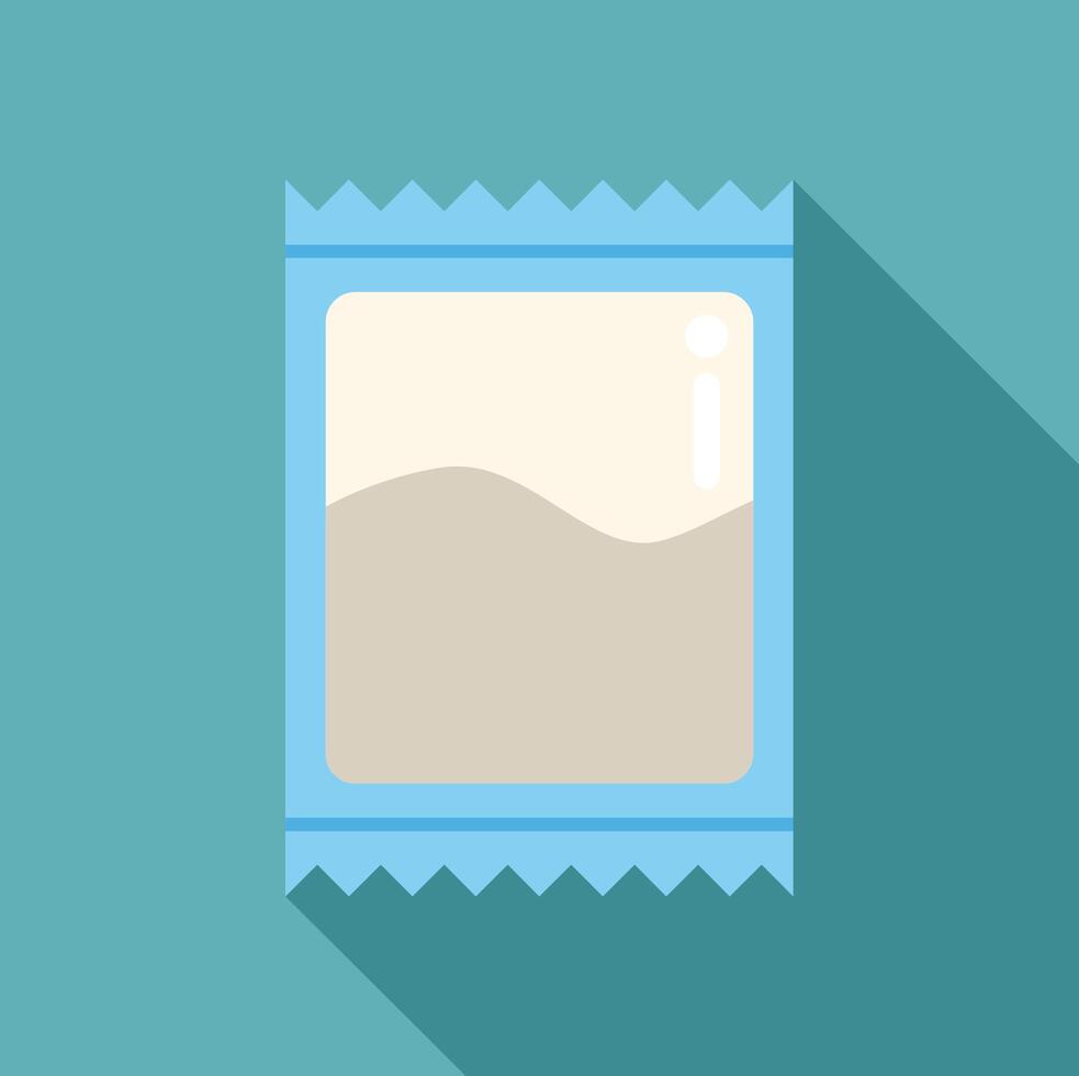 Wet wipe packaging with long shadow on turquoise background vector