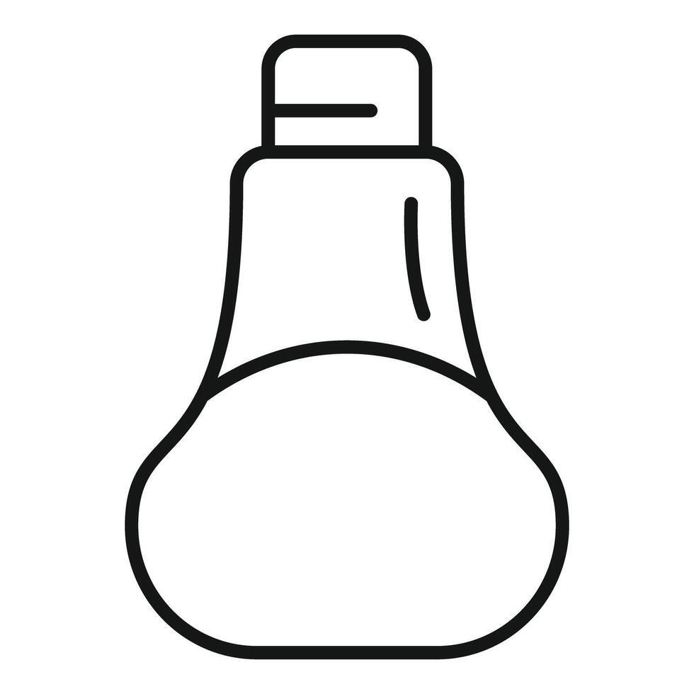 Closed cosmetic bottle with square cap for cream or shampoo, outline icon vector