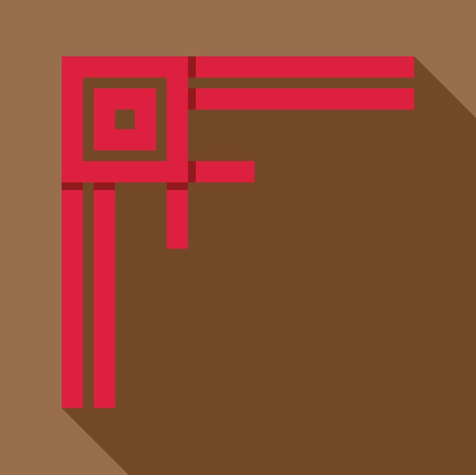 Red geometric shape creating corner frame on brown background vector