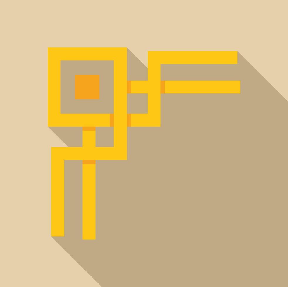 Yellow abstract geometric shape with long shadow on beige background vector