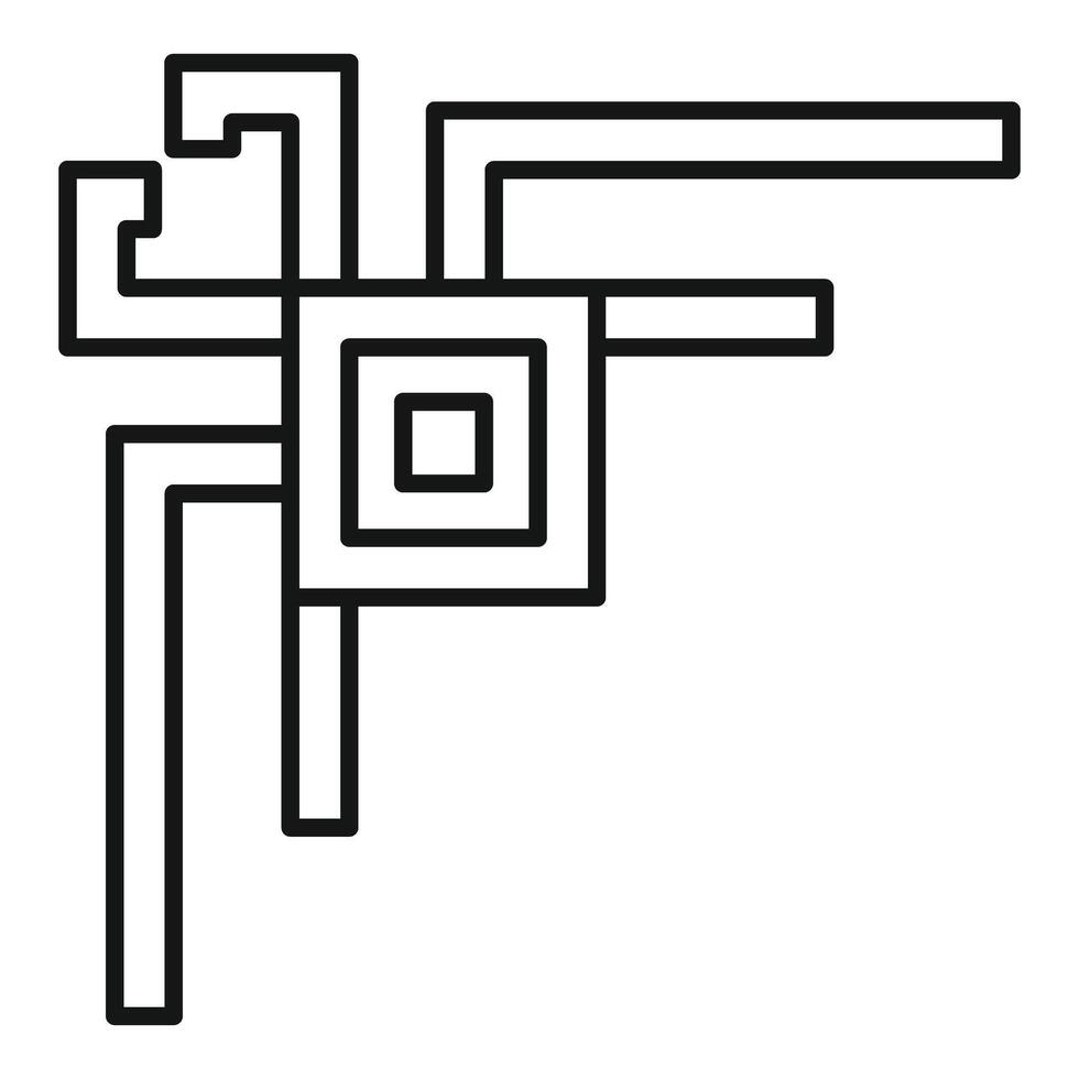 Abstract geometric shape forming corner element with squares and lines vector