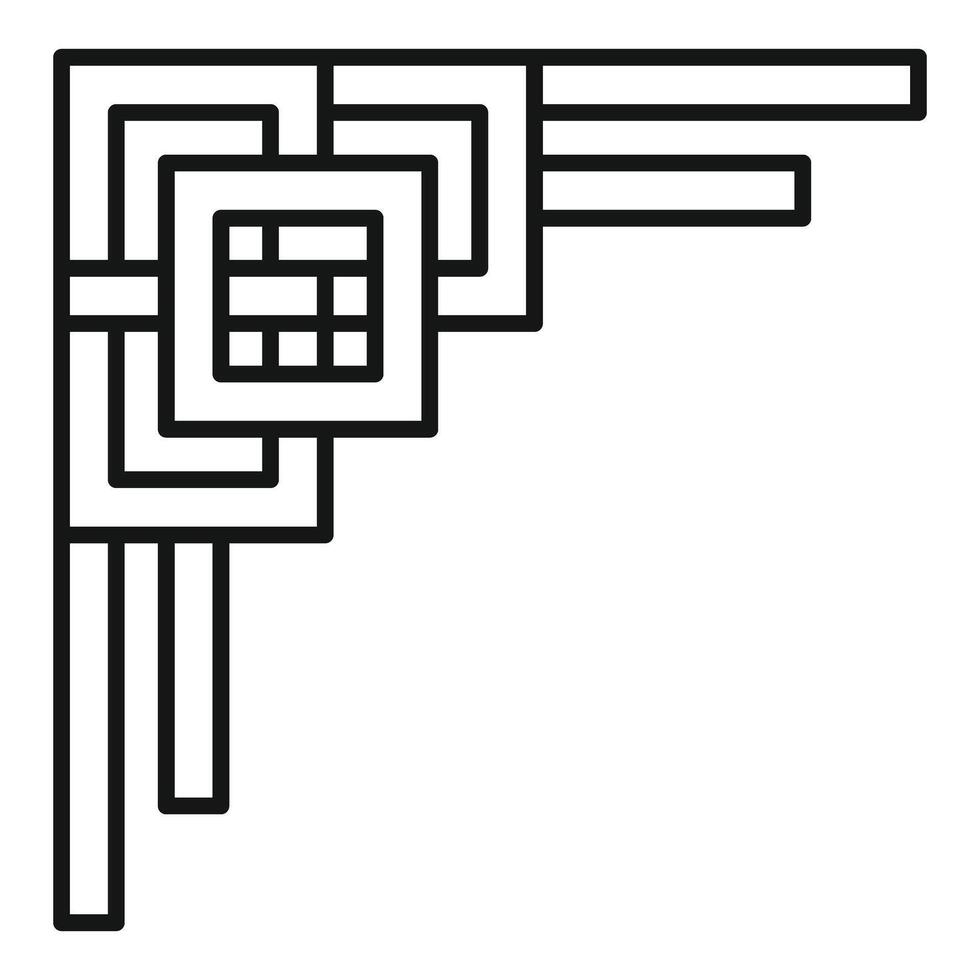 Decorative corner element forming a right angle with geometric patterns vector