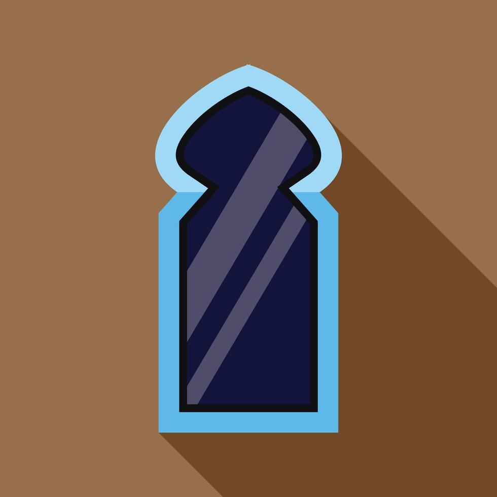 Arabian window representing islamic architecture and design with long shadow vector