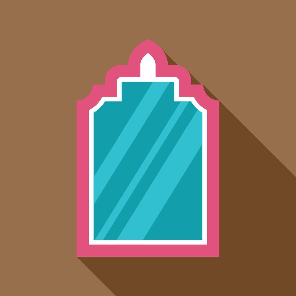 Pink arabic style mirror reflecting light on brown background vector