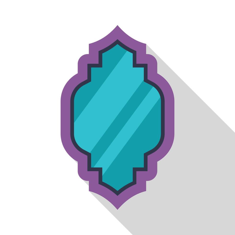 Arabic mirror reflecting light in purple frame vector