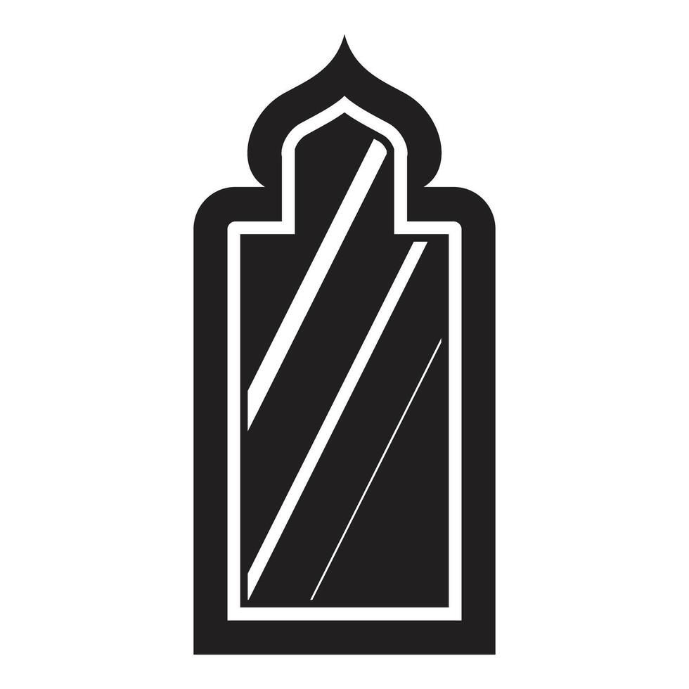 Islamic arch window reflecting light, traditional middle eastern architecture design vector