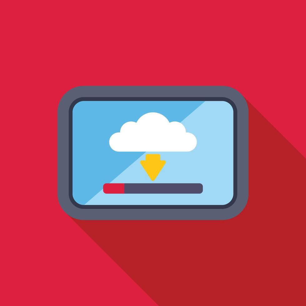 Downloading data from cloud storage to tablet, progress bar showing completion percentage vector