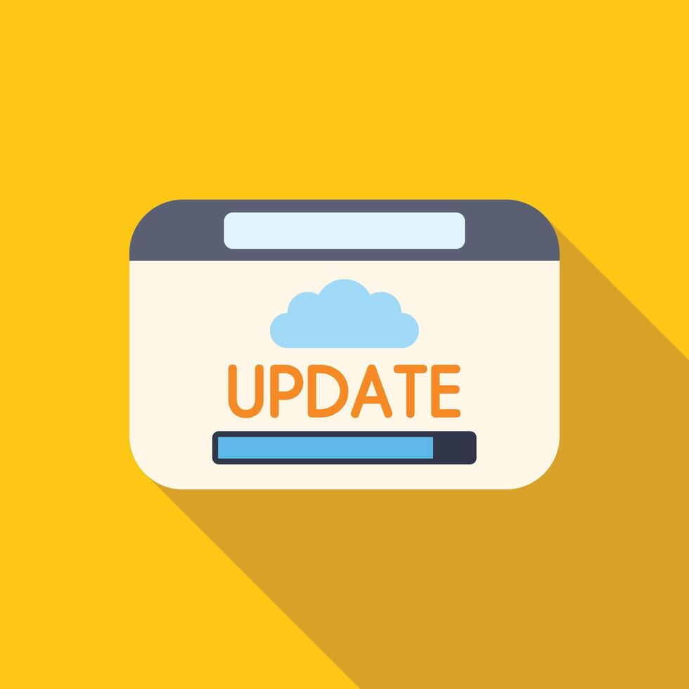 Software update progress bar showing updating concept vector