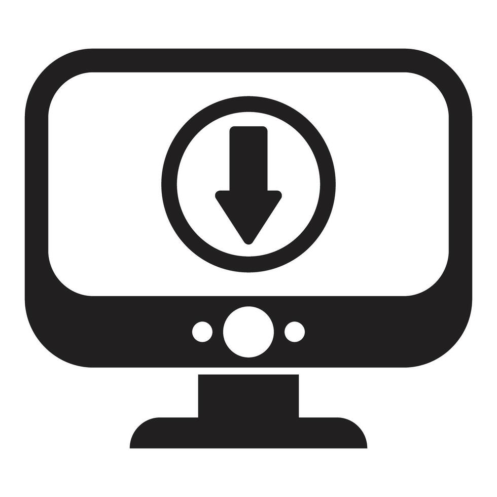 Downloading files from internet using desktop computer monitor vector