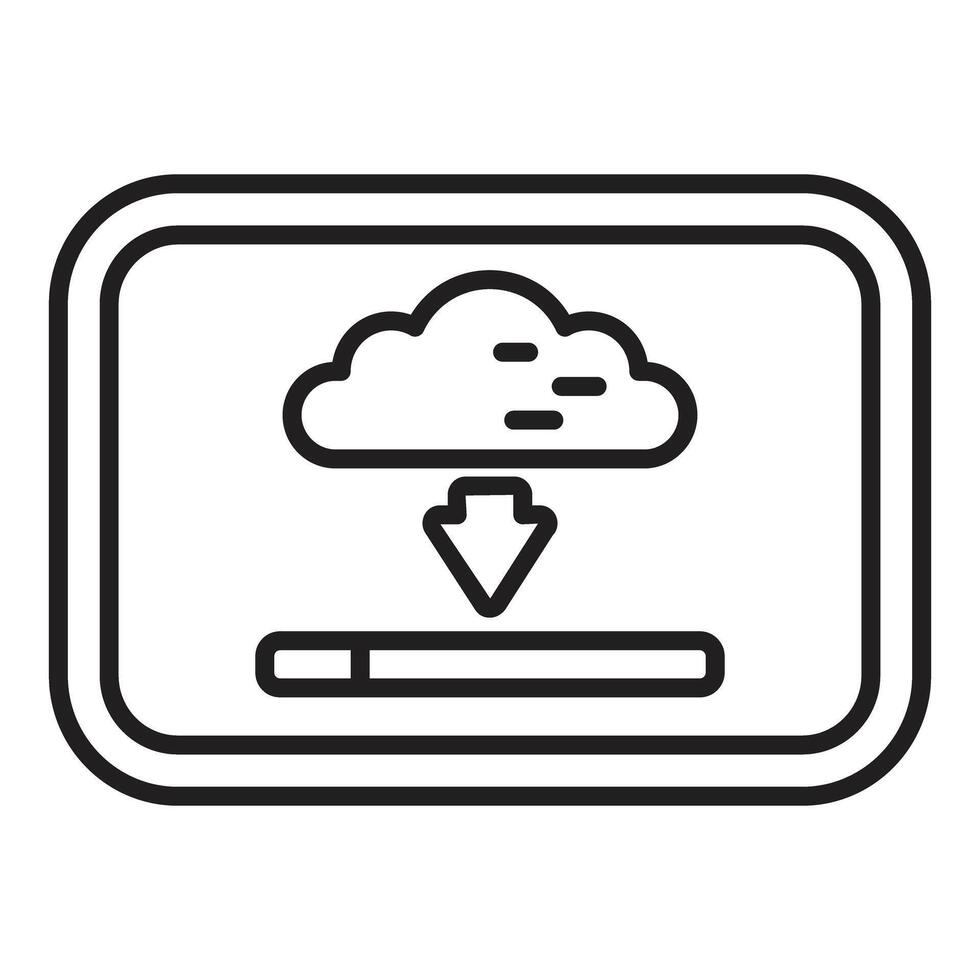 Cloud downloading data to device with progress bar displayed vector