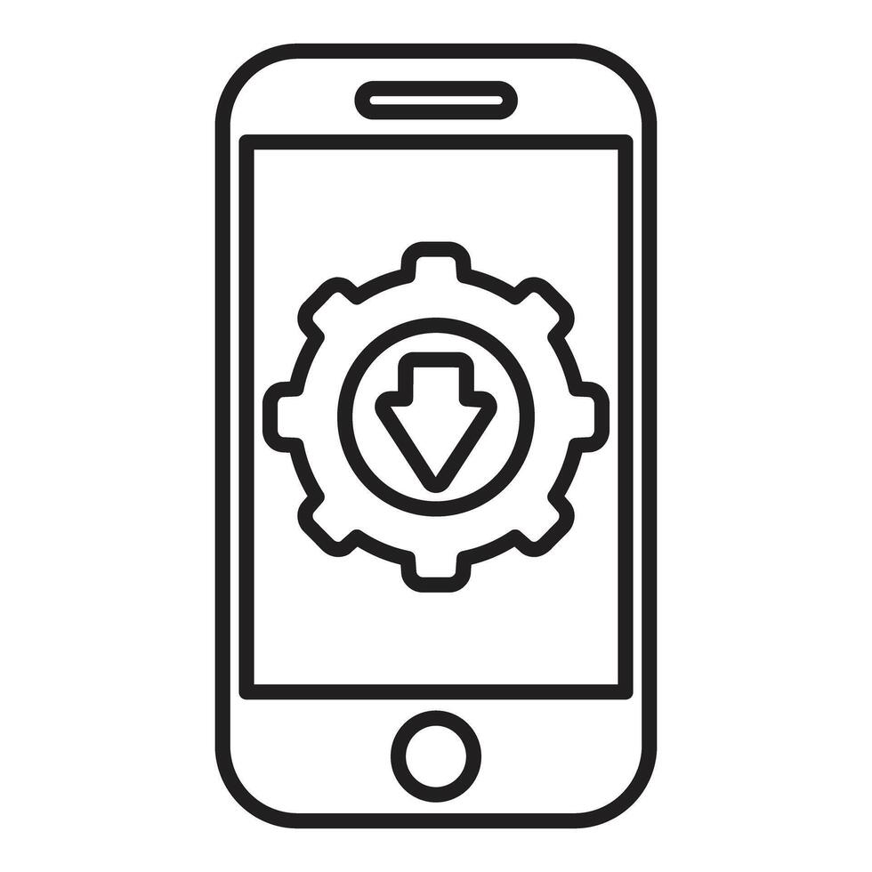 Smartphone showing downloading app with gear icon vector