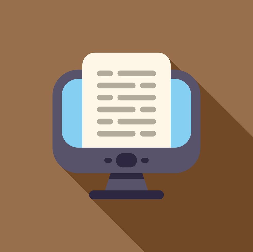 Desktop computer displaying digital document with brown background vector