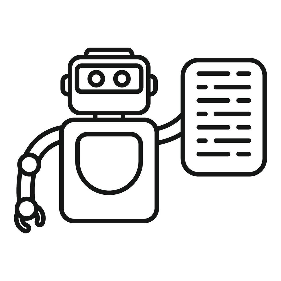 Robot showing script code representing programming and automation vector