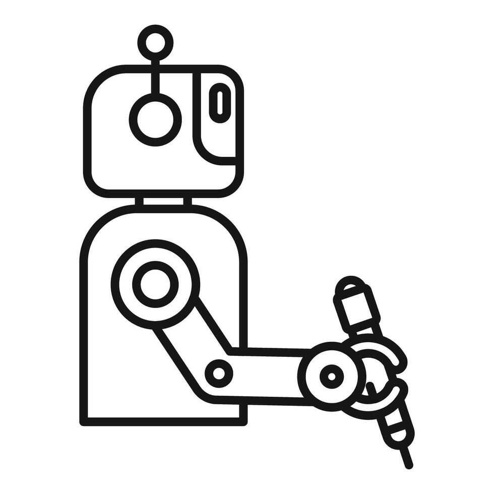 Robot holding a soldering iron, innovation in automated electronics manufacturing vector