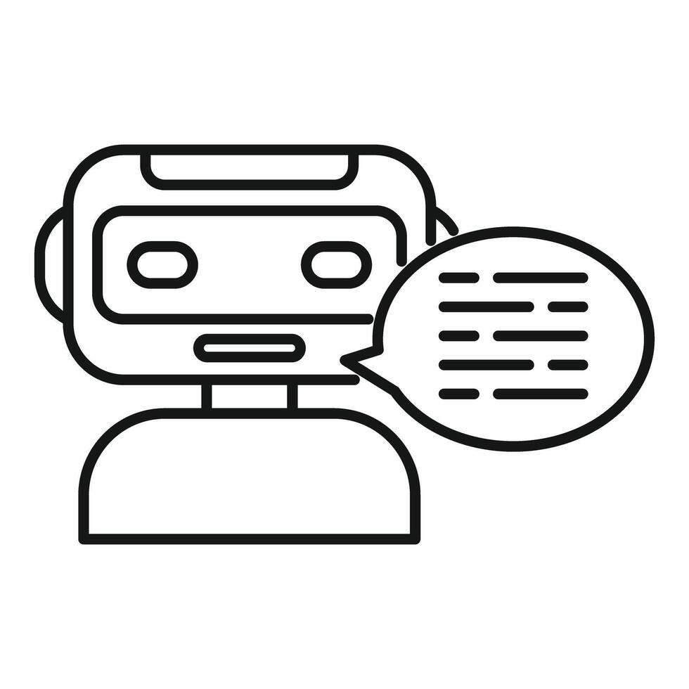 Chatbot speaking with code in speech bubble, artificial intelligence communication vector