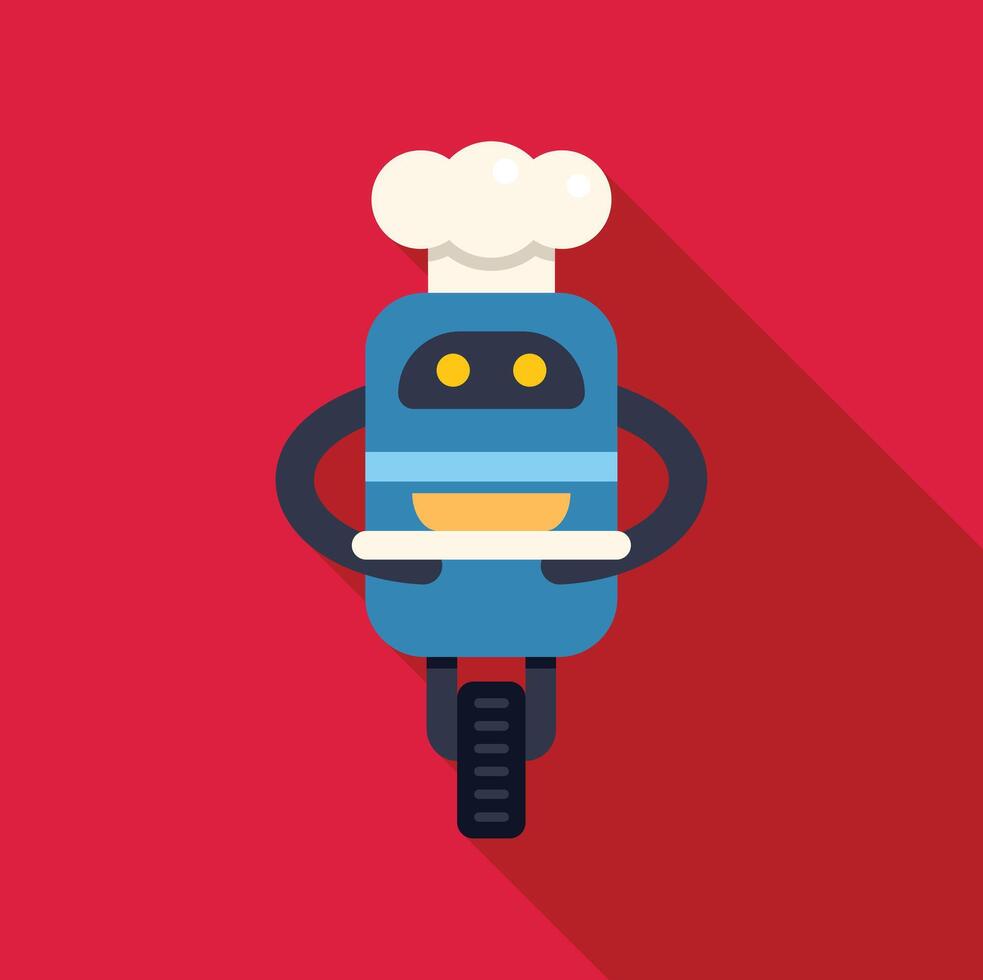 Robot chef delivering food on one wheel, artificial intelligence in the culinary arts vector
