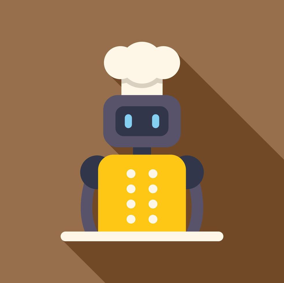 Robot chef wearing chef's hat and uniform, artificial intelligence in culinary arts vector