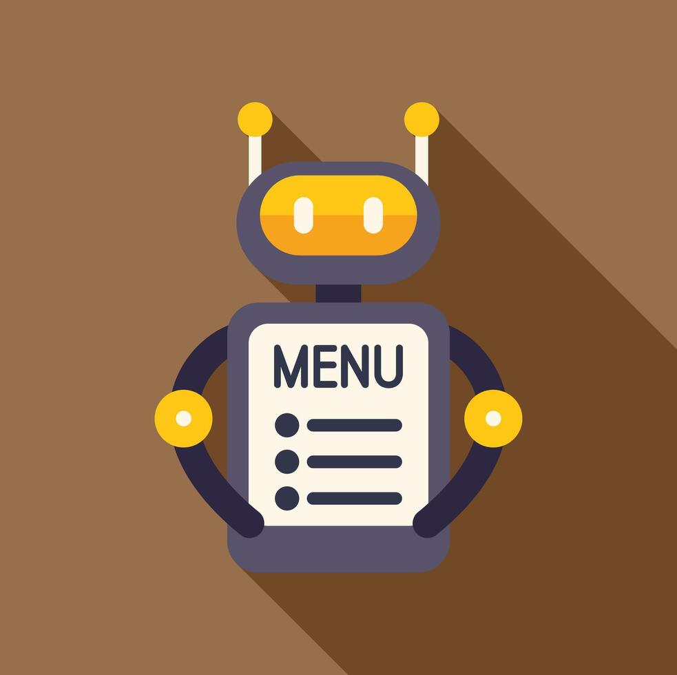 Robot waiter holding digital menu, embracing automation in food service vector