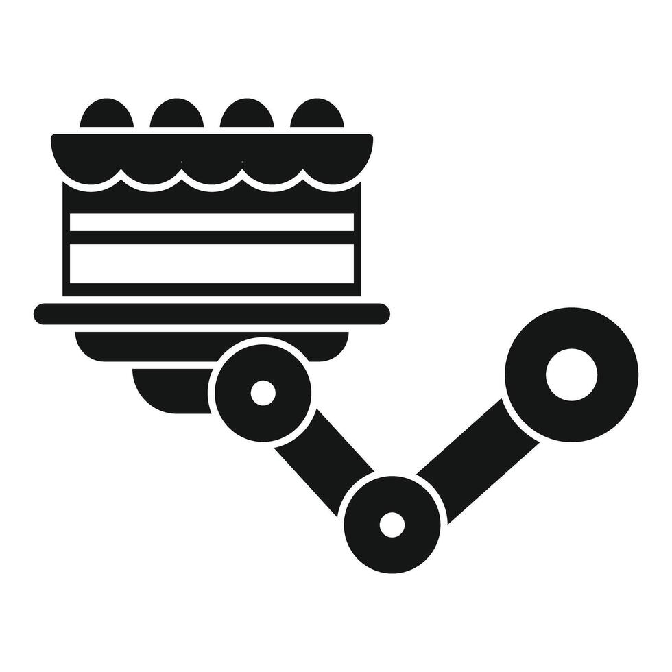 Robotic arm holding cake cart in bakery production line vector
