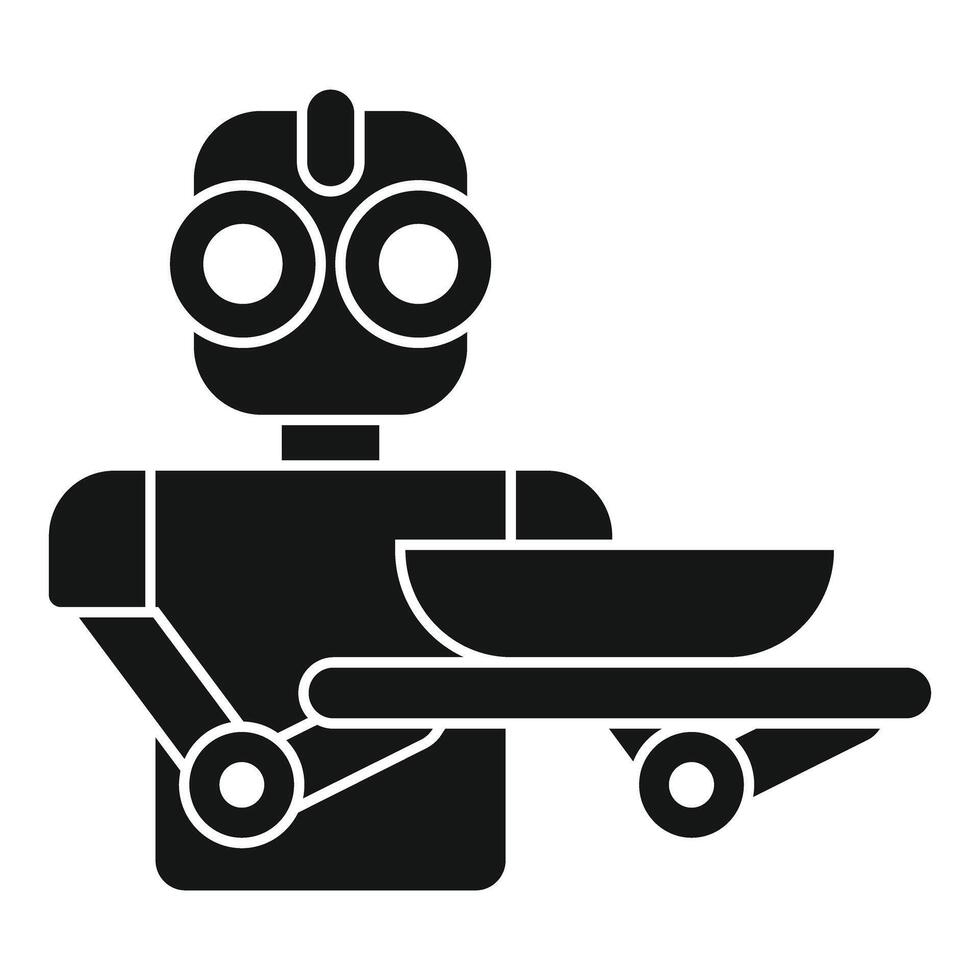 Robot waiter serving food on wheeled tray vector