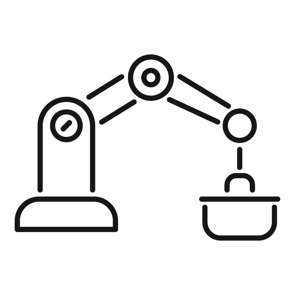 Robotic arm lifting container in industrial automation process vector