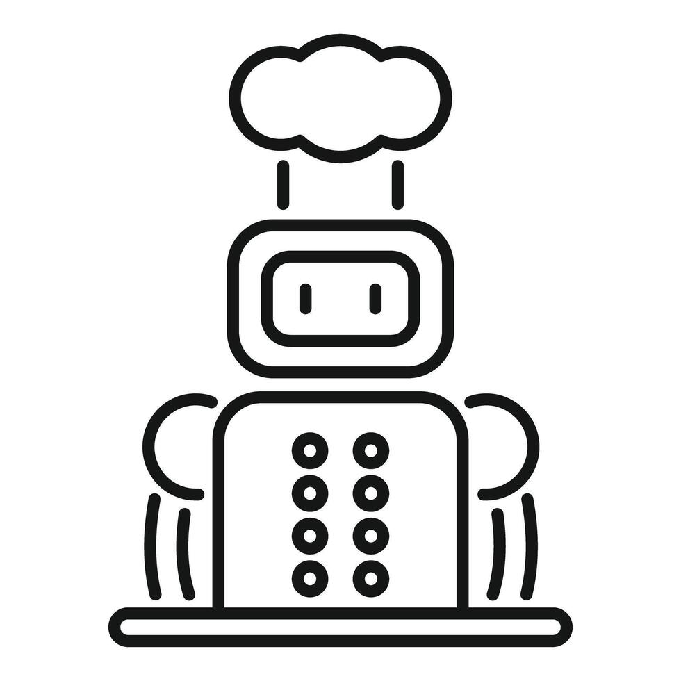 Robot receiving data from cloud computing system icon vector