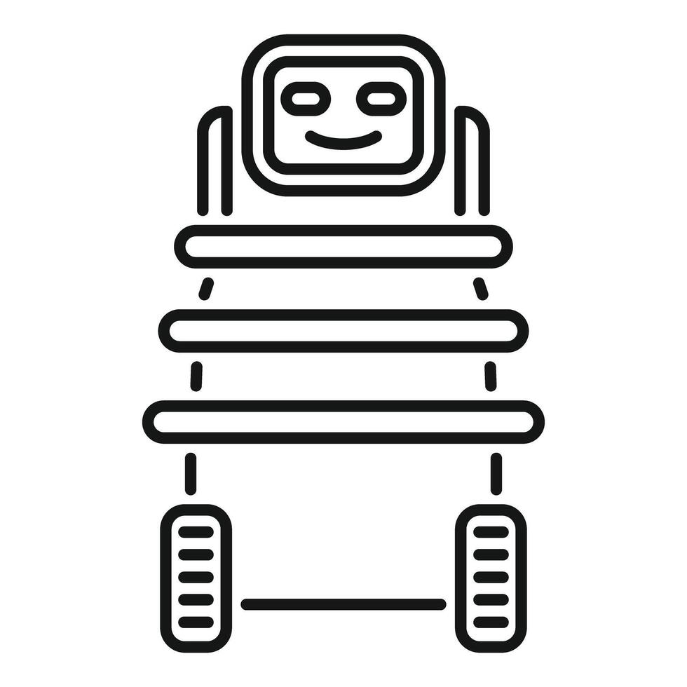 Chatbot robot showing happy face with tracks and chassis vector