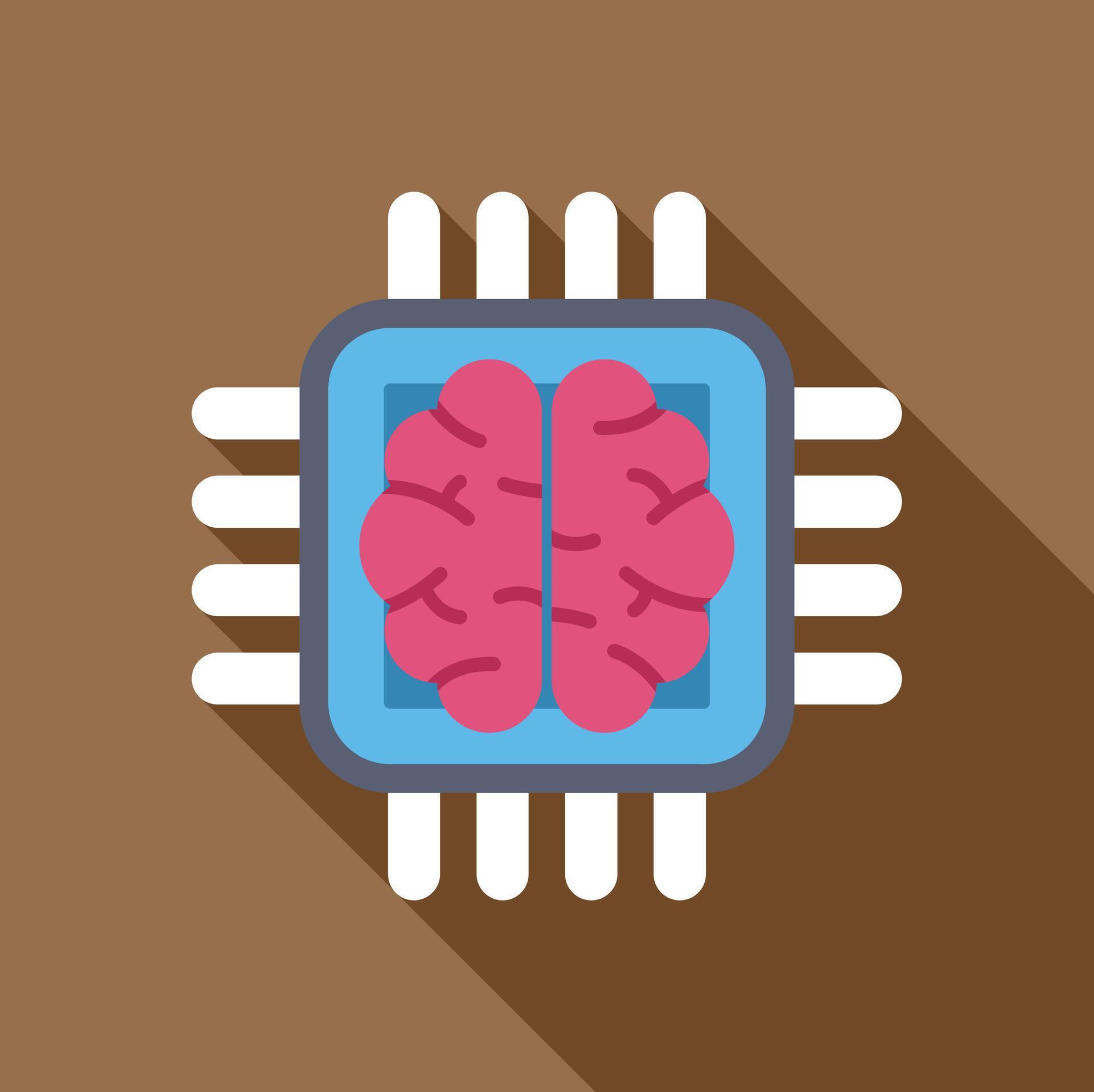 Artificial intelligence chip processing data with human brain inside ...