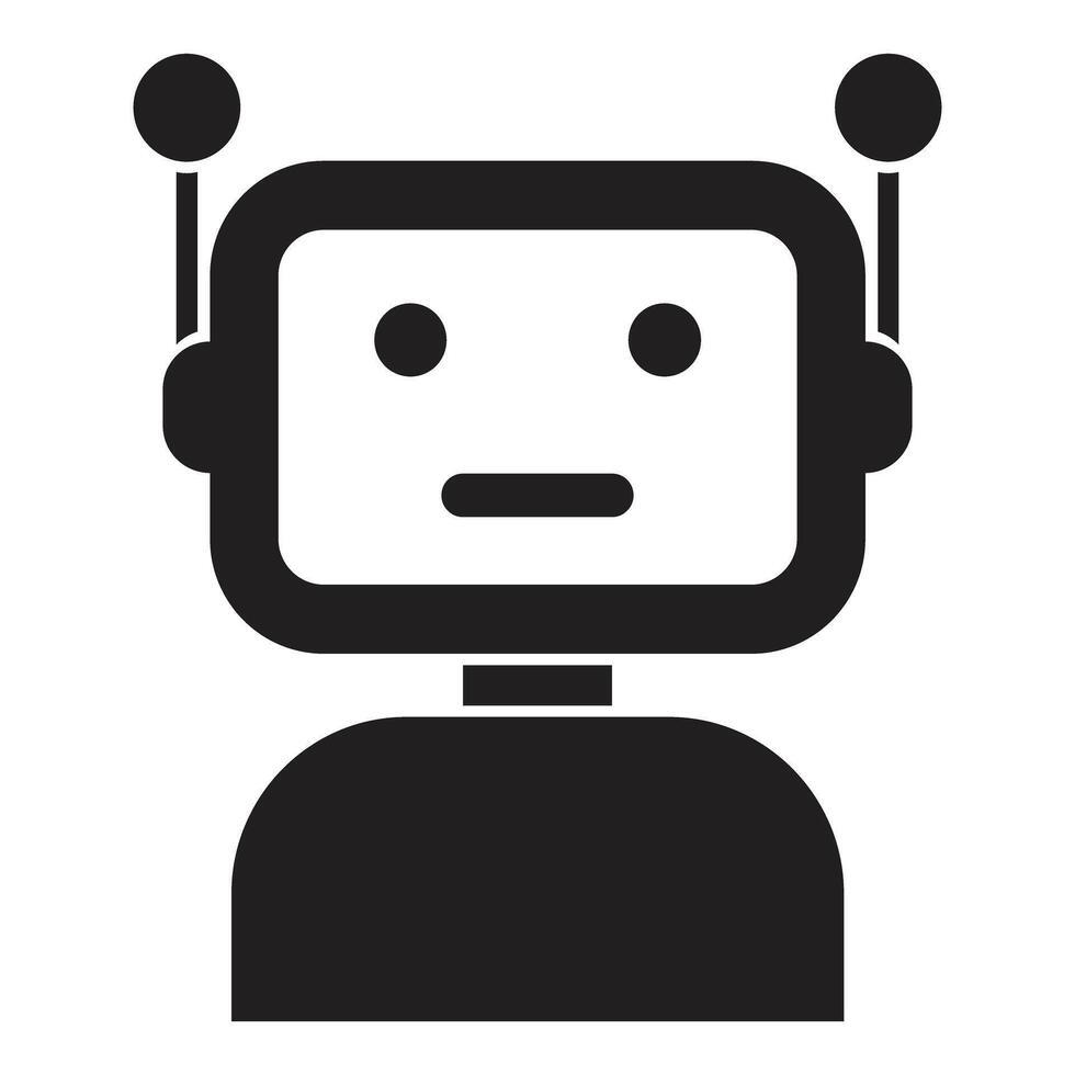 Robot showing neutral face expressing artificial intelligence and machine learning vector