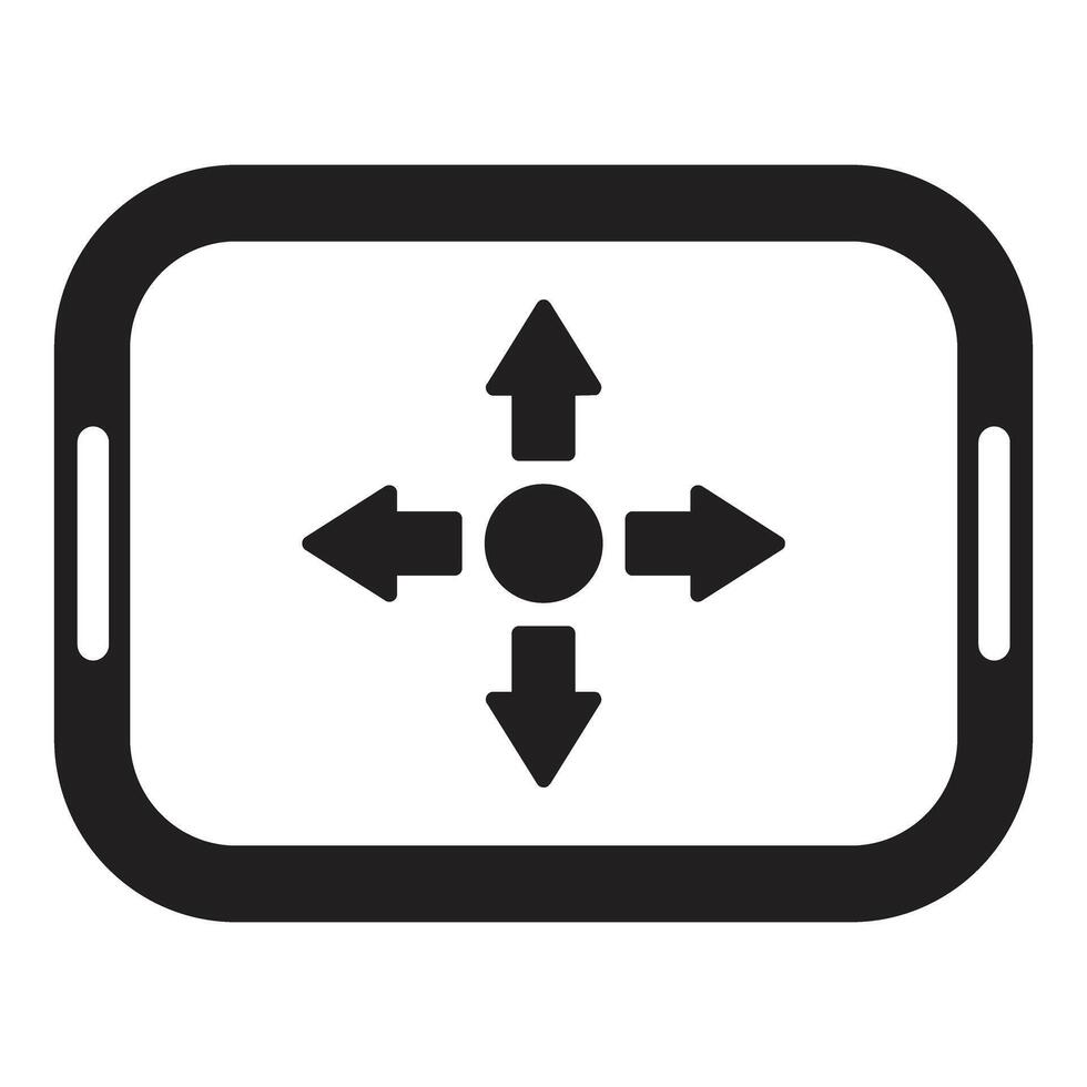 Mobile device showing four directional arrows for navigation vector