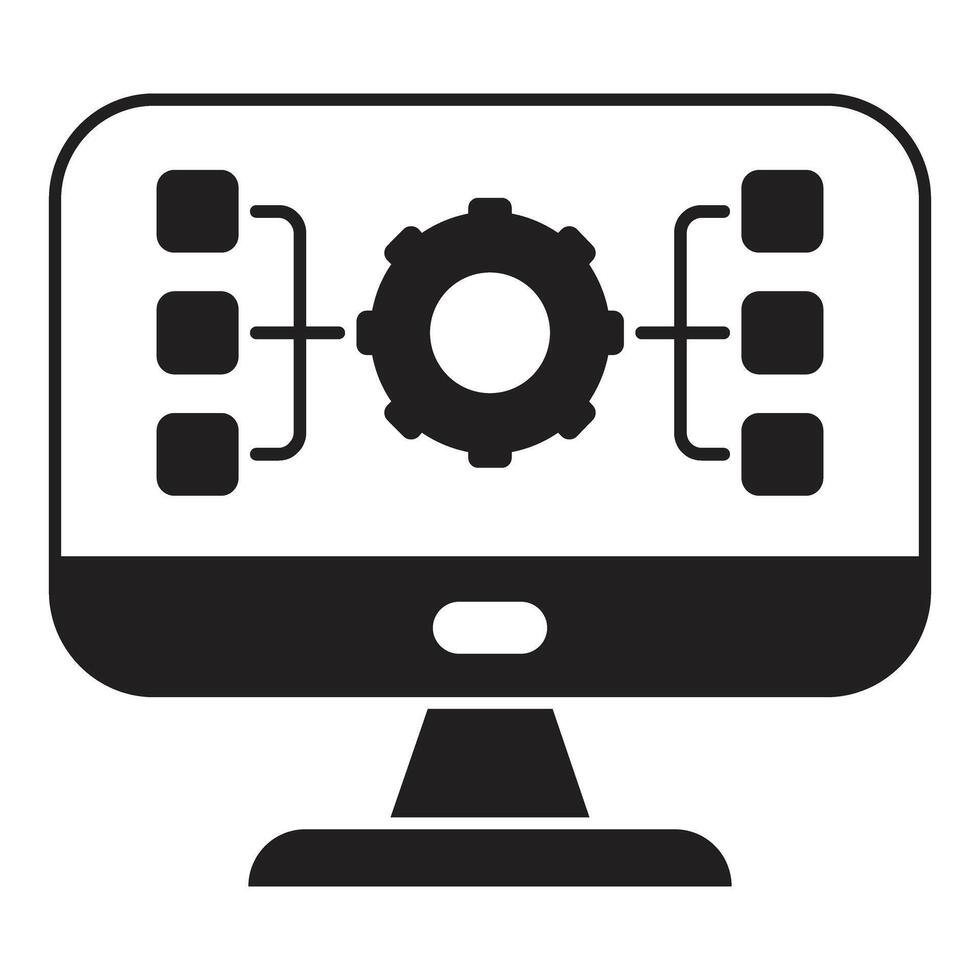 Computer screen showing data processing and management system vector
