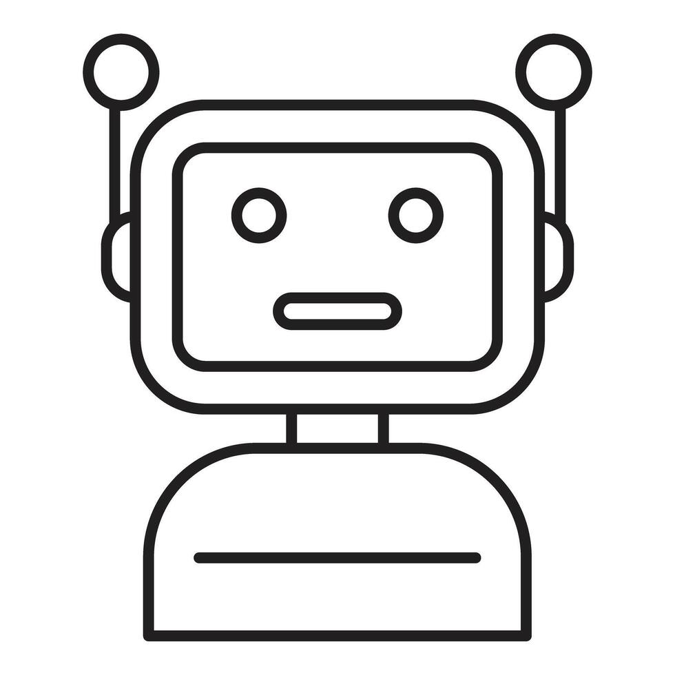 Cute robot character communicating with antennas displaying artificial intelligence vector