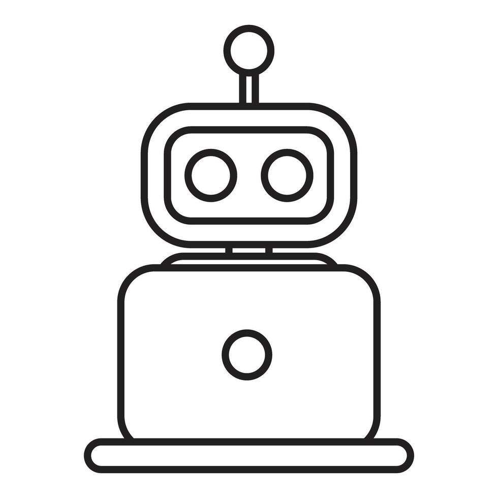 Robot operating laptop, embracing the future of technology vector