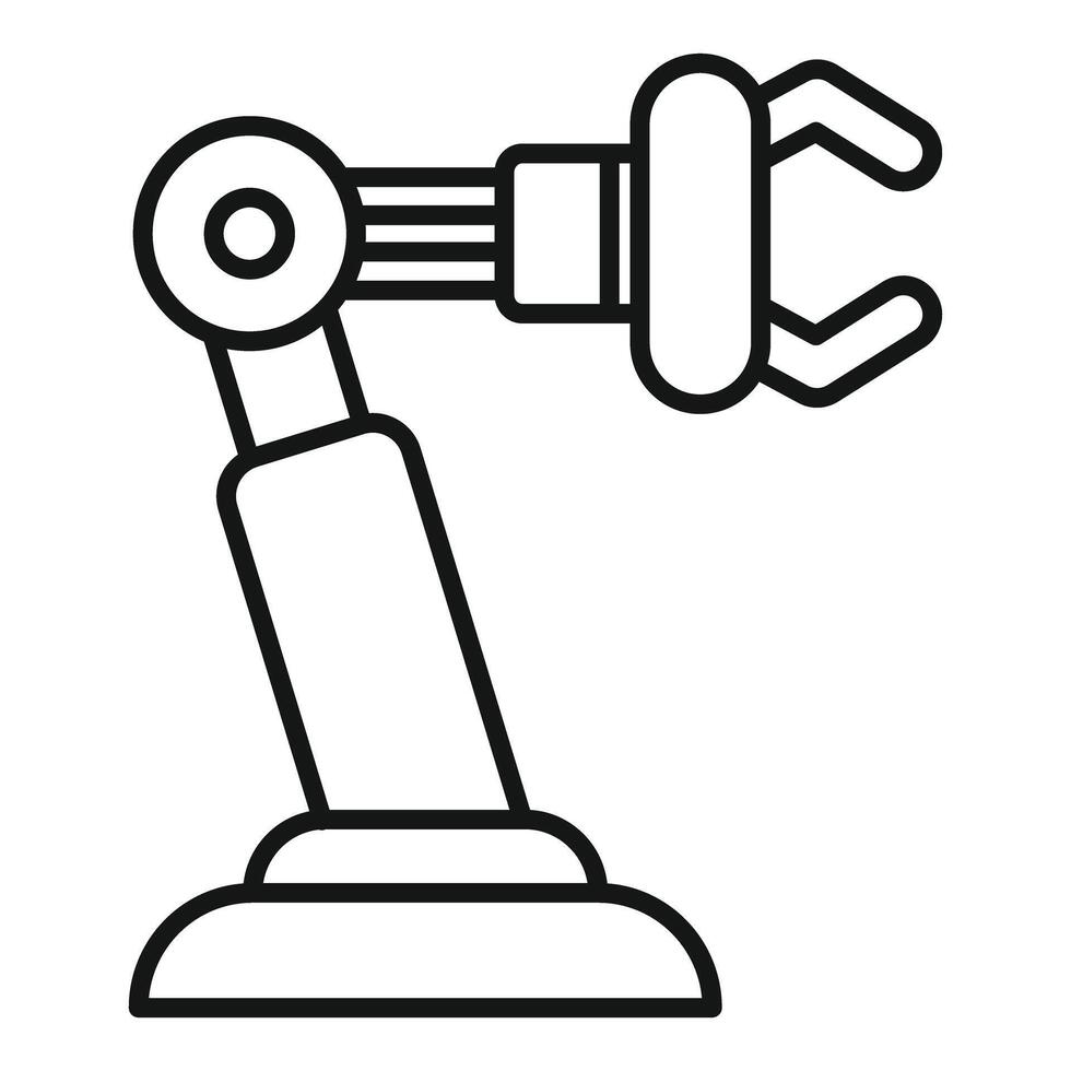 Robotic arm holding using clamp, industrial automation icon vector