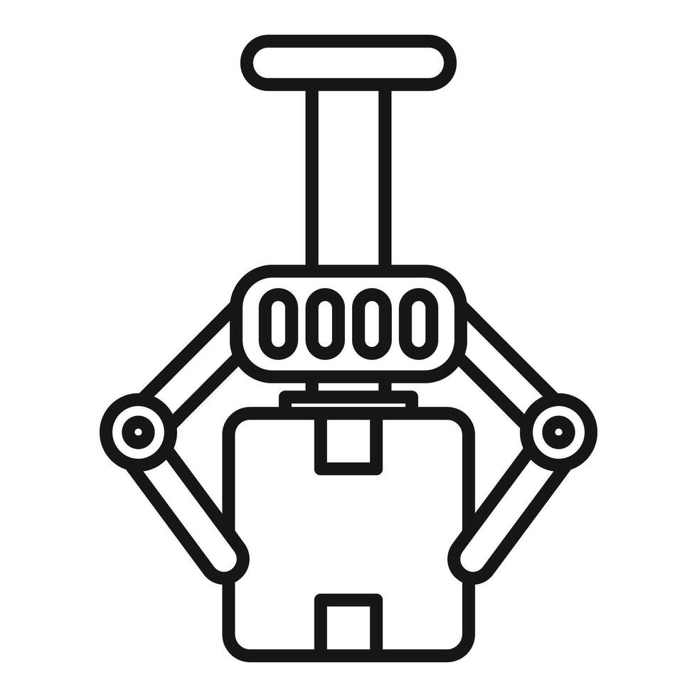 Robot lifting box, automation in warehouse management vector