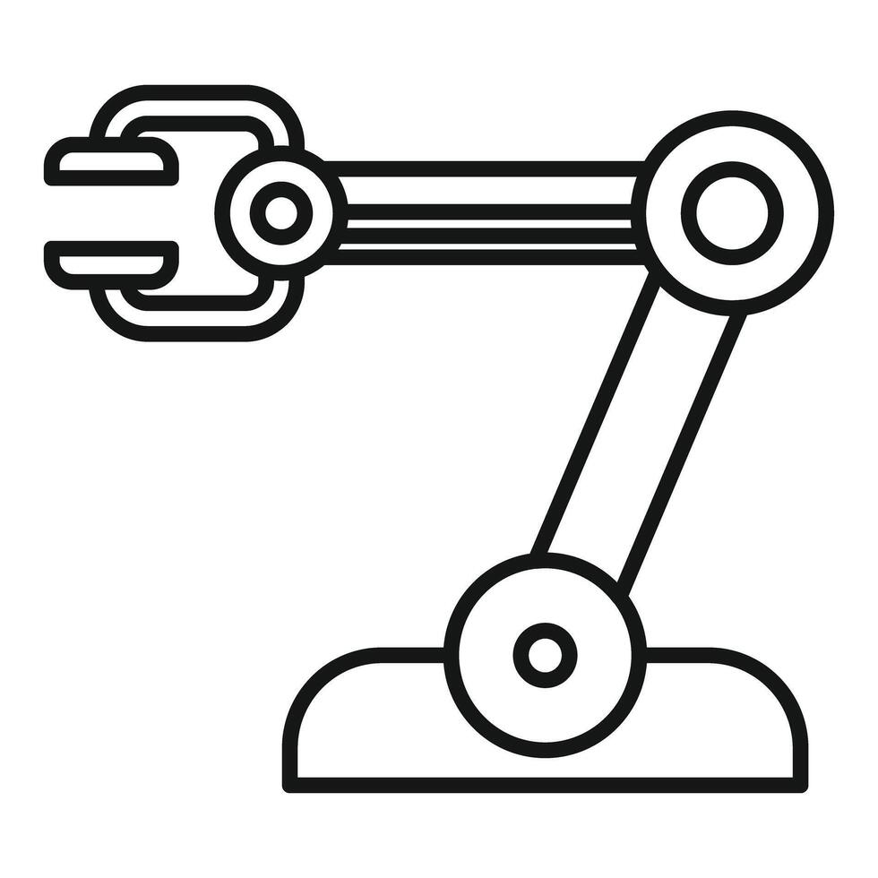Robotic arm performing industrial task in automated production line vector