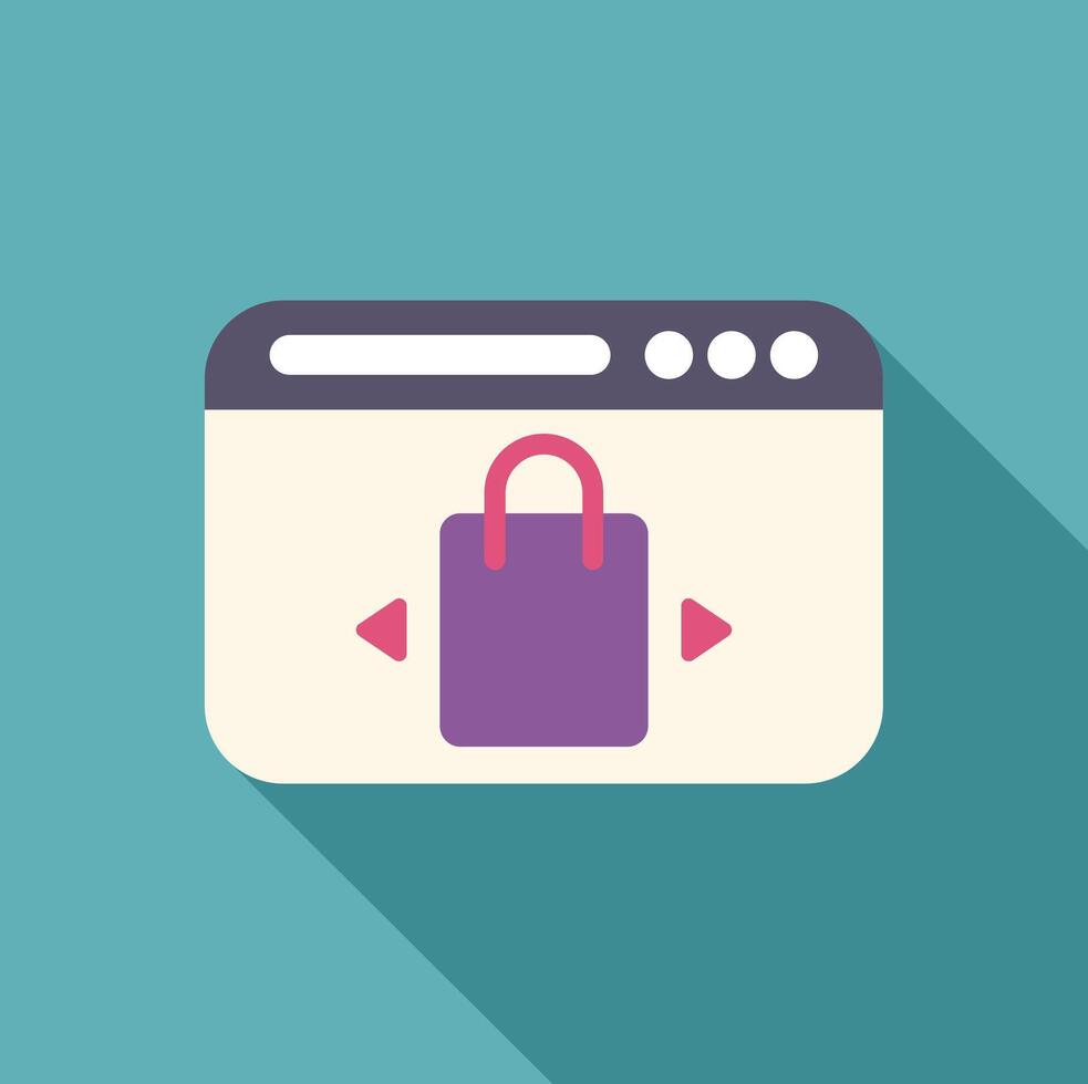 Online shopping web browser window showing shopping bag with arrows vector