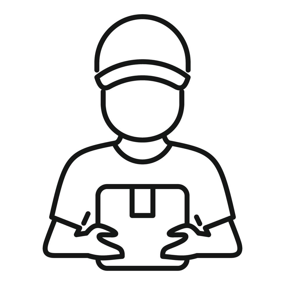 Delivery man holding a package, shipping and logistics icon vector