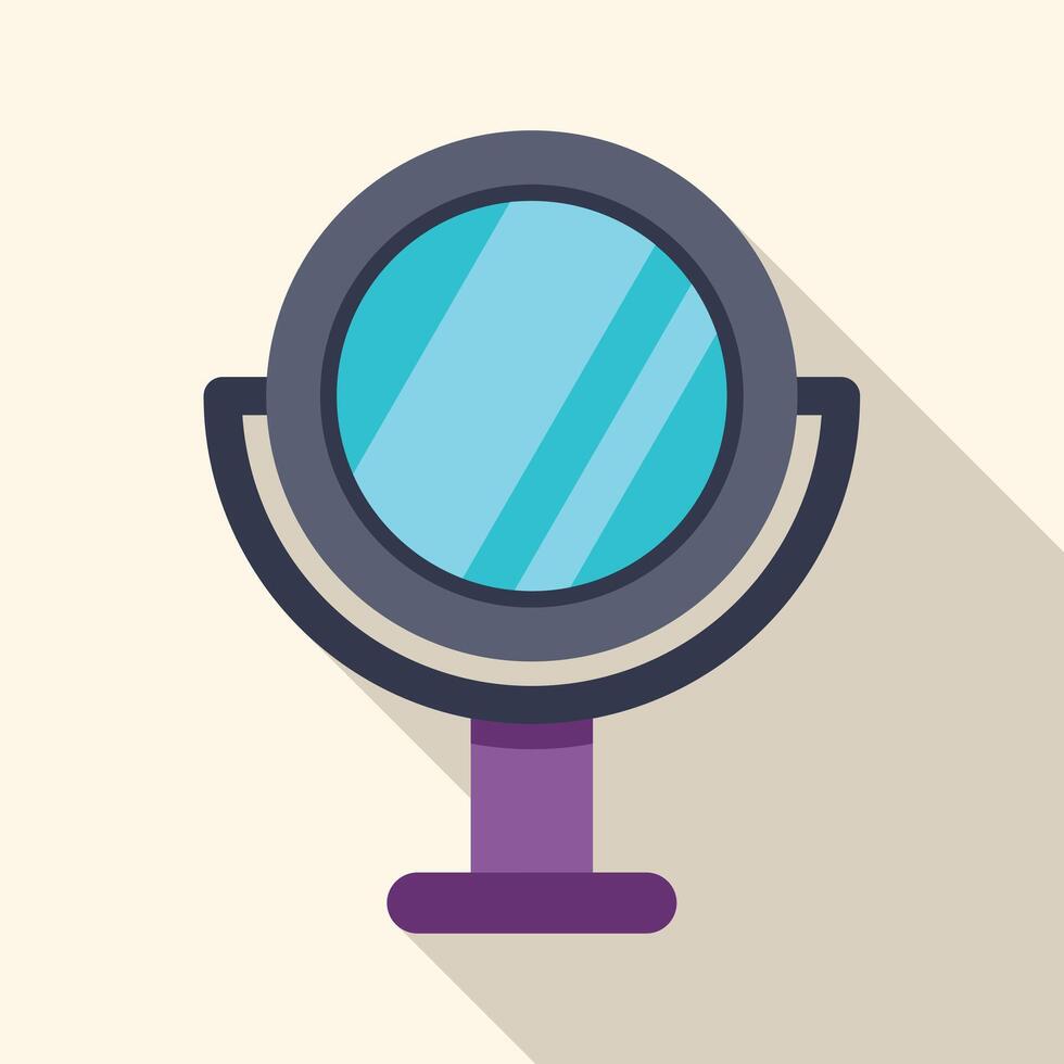 Round table mirror reflecting light blue background vector