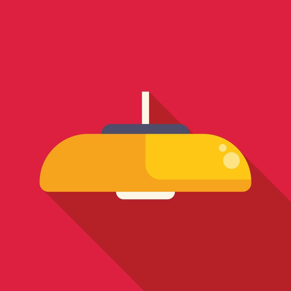 Yellow ceiling lamp hanging providing light in a room with red wall vector