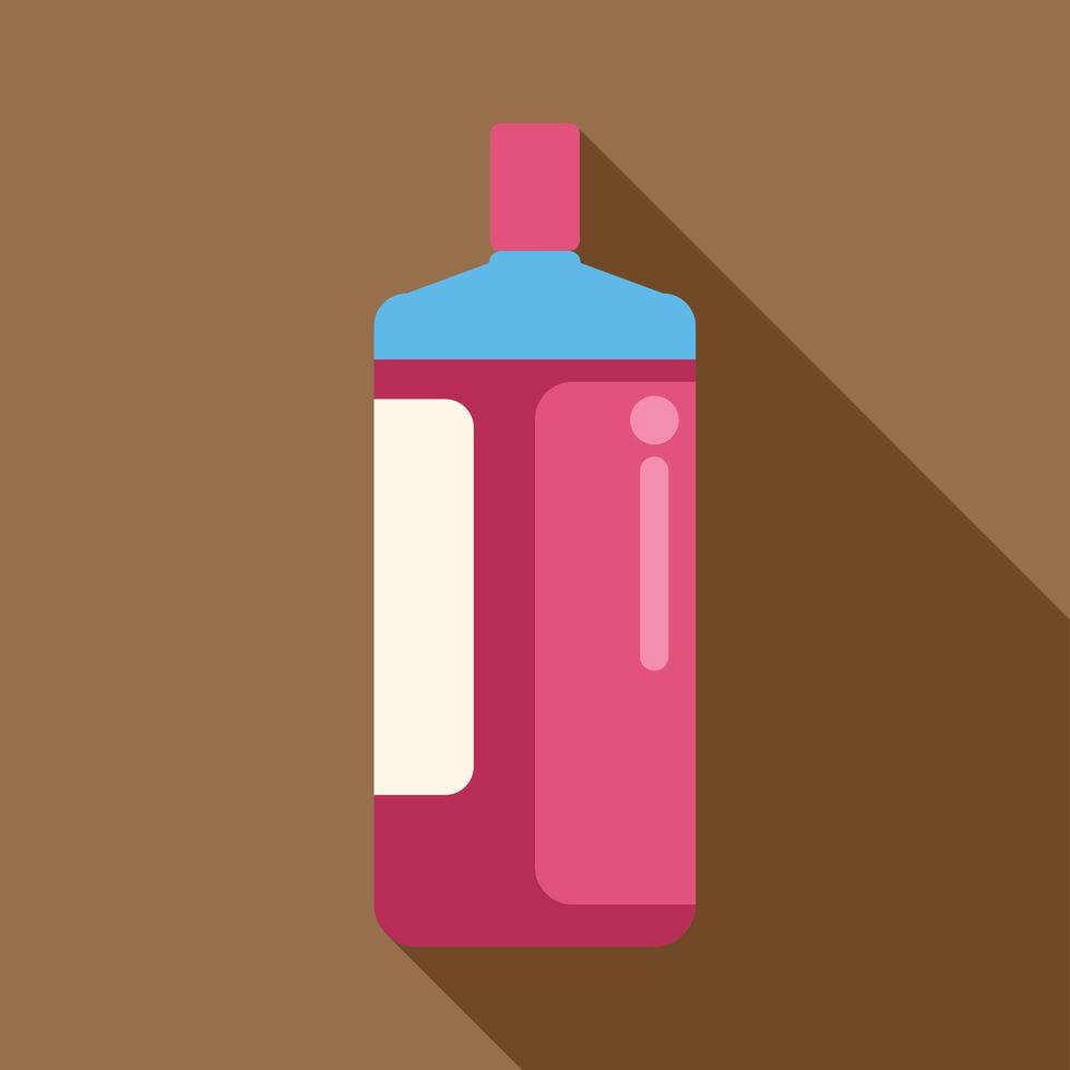 Pink plastic bottle with blue cap and blank label on brown background vector