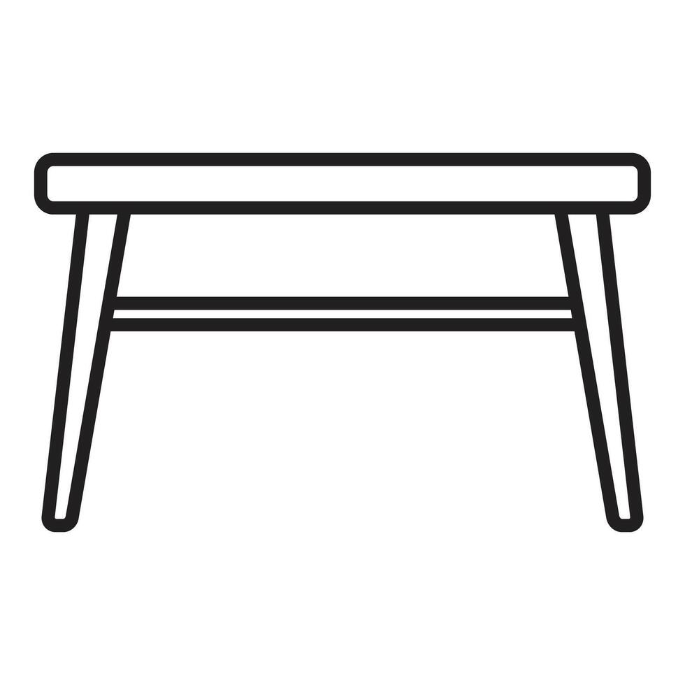 Simple rectangular table with four legs and shelf illustration vector