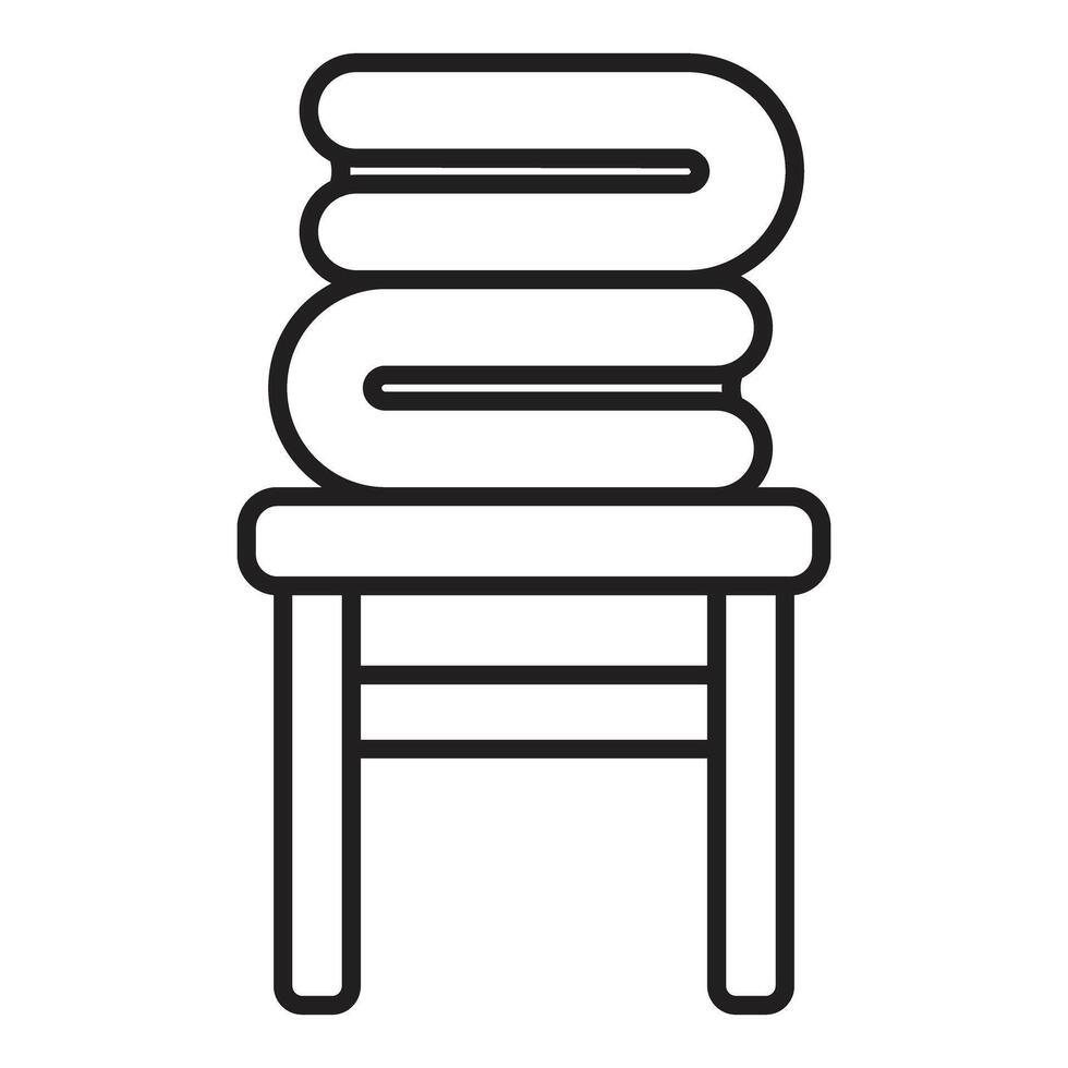 Stack of towels resting on wooden stool, spa relaxation and hygiene vector
