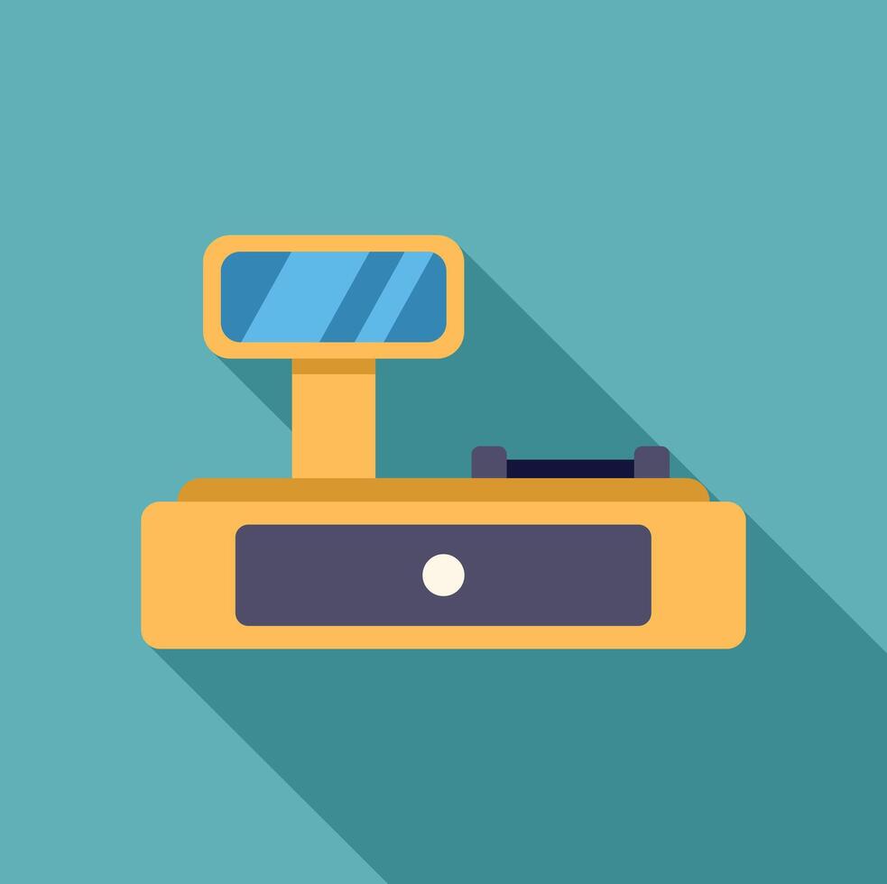 Electronic cash register displaying total amount with long shadow vector