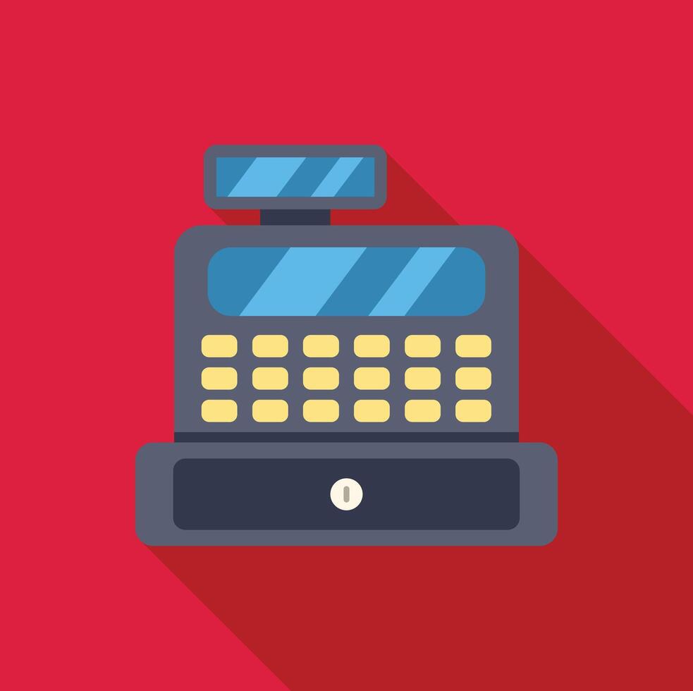 Cash register representing commerce, finance, and retail sales on red background vector